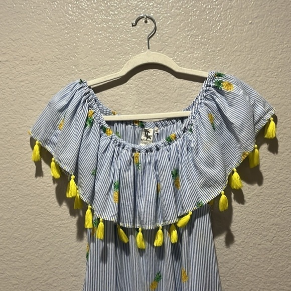 Violet Sky Women’s Pineapple Print Cover Up Blue White Striped Size Medium - Picture 12 of 13